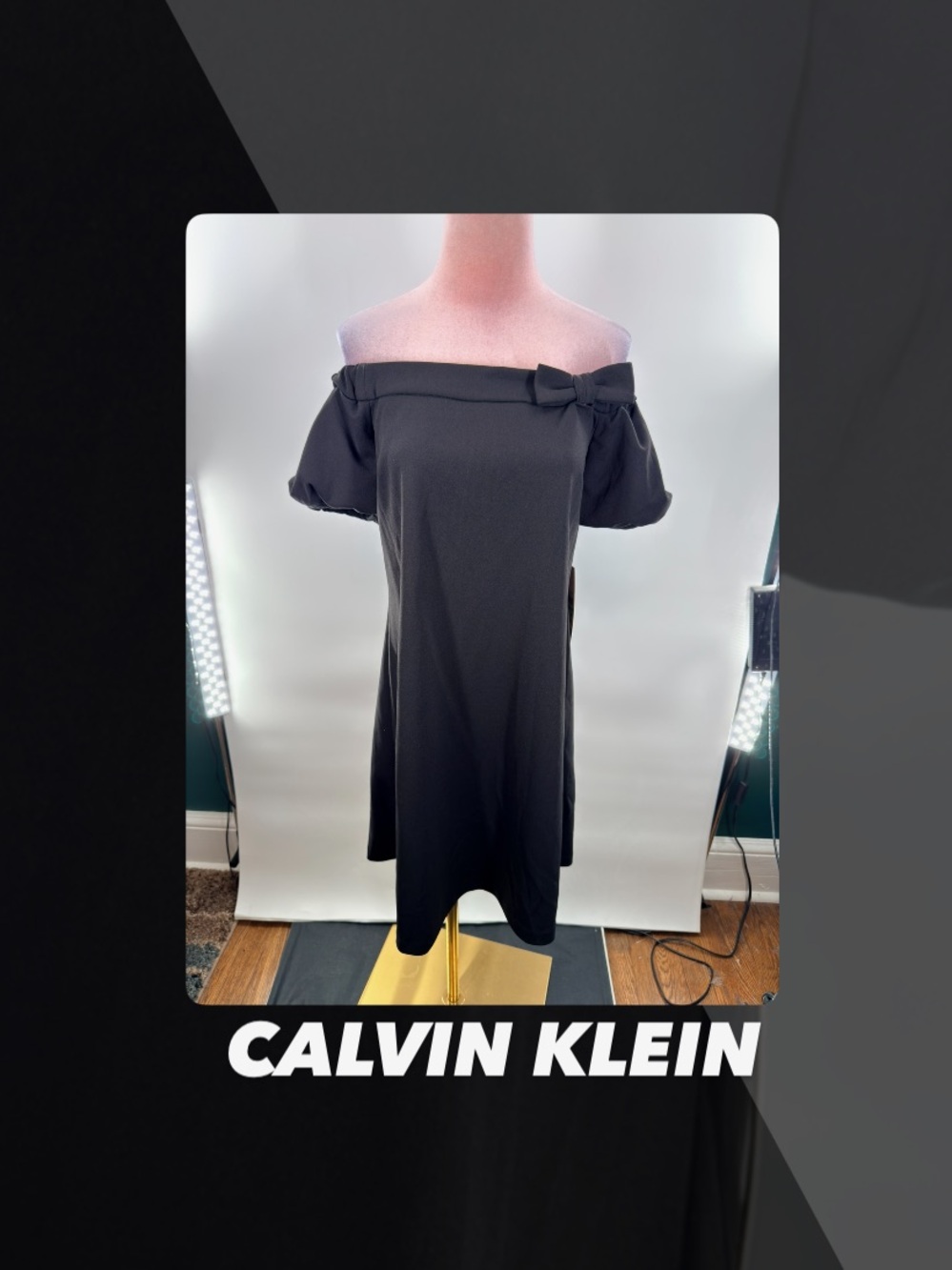 NWT Calvin Klein Off The Shoulder Bow Shift Dress